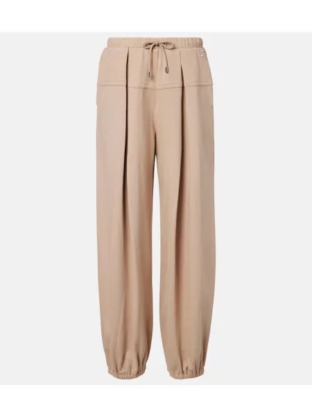 Pantaloni sport Sportmax din jerseu bej