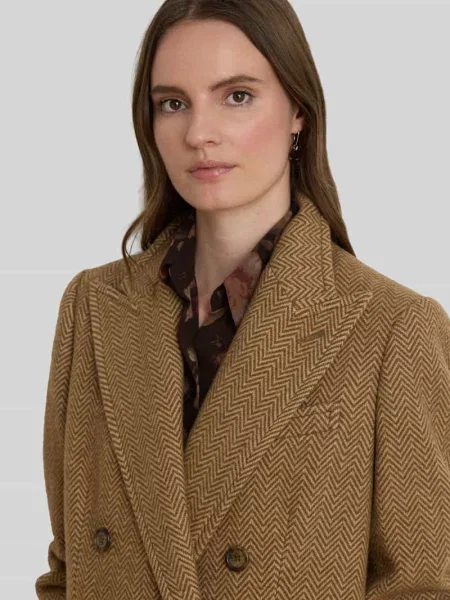 Płaszcz z wełny z dwurzędową listwą guzikową Lauren Ralph Lauren