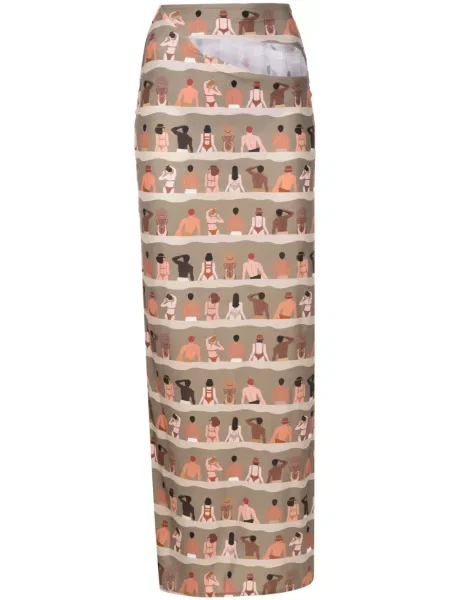 Fusta maxi Amir Slama cu imagine verde