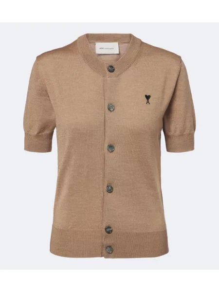 Cardigan Ami Paris de lână bej