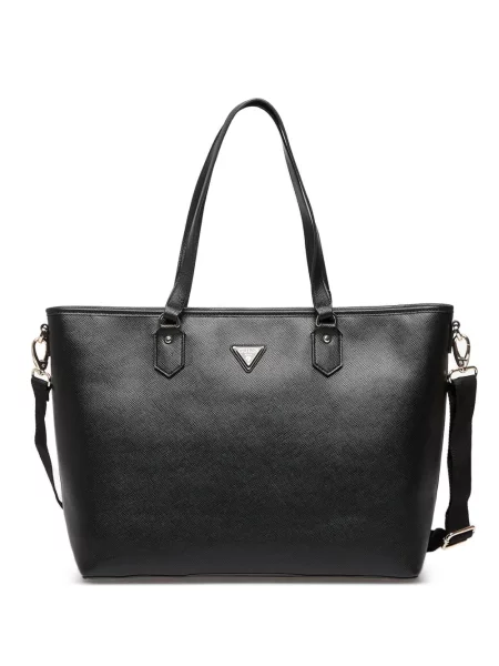 Geantă shopper Guess cu autograf negru