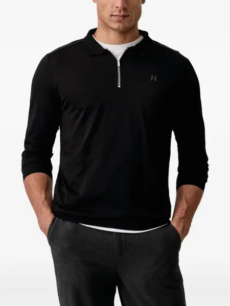 Tricou polo Karl Lagerfeld cu autograf negru