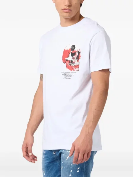 Tricou Philipp Plein cu imagine alb
