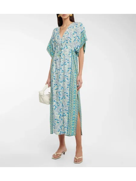 Rochie maxi Poupette St Barth cu model floral de costum