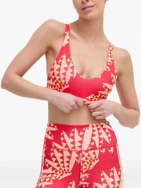 Geacă Adidas cu imagine alergare cu legături roșu