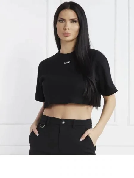 OFF-WHITE Tricou | Cropped Fit alb