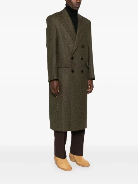 Palton Sunflower cu model herringbone verde