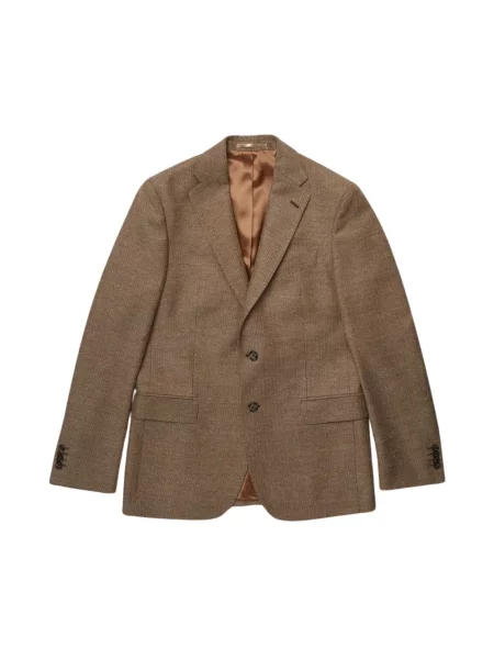 Lniana marynarka Brooks Brothers w jodełkę brązowa