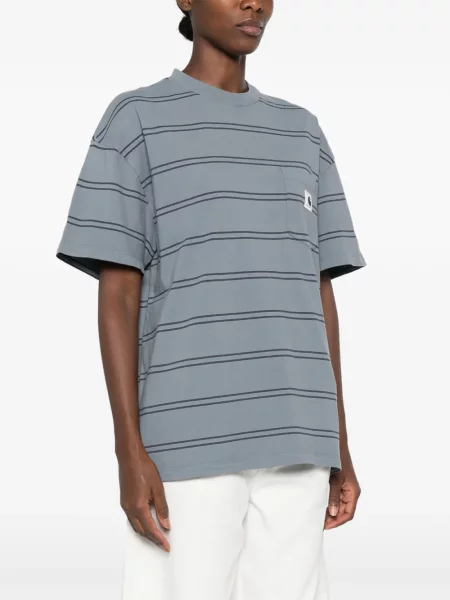 Tricou Carhartt Wip cu dungi albastru
