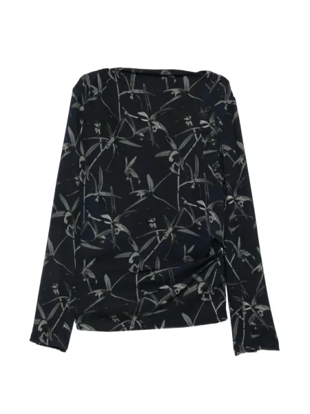 Top Proenza Schouler cu model floral cu imagine albastru