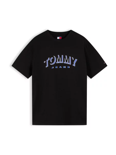 Tommy Jeans Tricou DNA albastru violet / negru alb