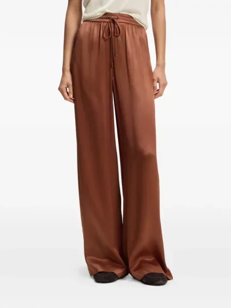Pantaloni Boss din satin cu cordon maro