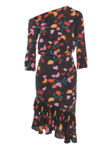 Rochie Saloni cu model floral cu imagine de costum negru