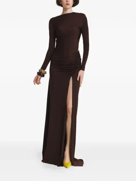 Rochie maxi 2310 Studio cu volane maro