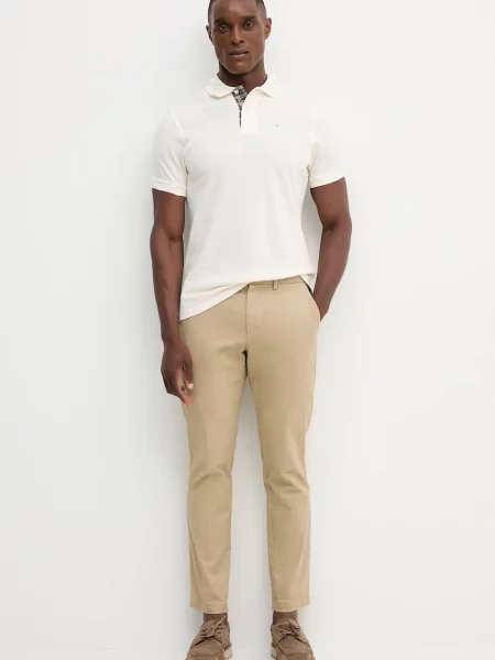 Клетчатое поло Barbour с аппликацией зеленое