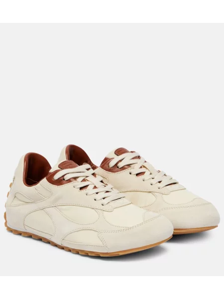 Sneakerși Bottega Veneta din piele de căprioară bej