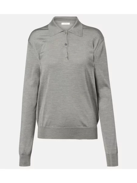 Hedvábný svetr The Row šedý