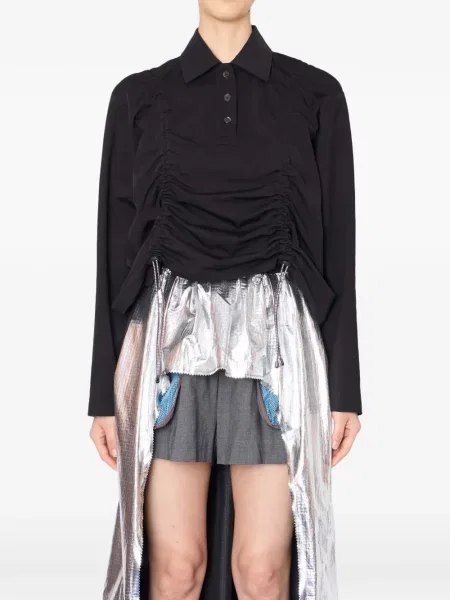 Top Kolor z falbankami czarny