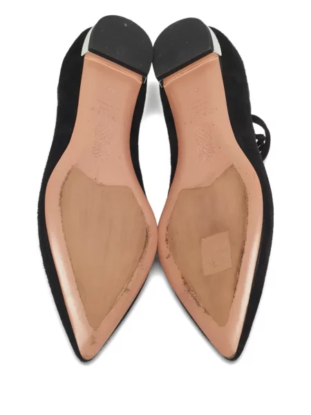 Полуотворени обувки Aquazzura с връзки без ток с дантела черно