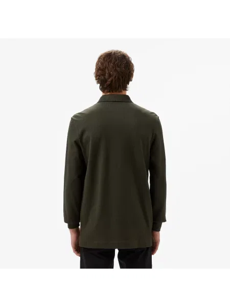 Lacoste Paris Regular Fit Khaki Koszulka Polo Z Długim Rękawem zielona