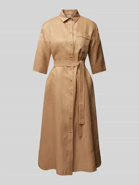 Sukienka lniana z kieszenią na piersi model ‘SALUTE’ Mm czarna