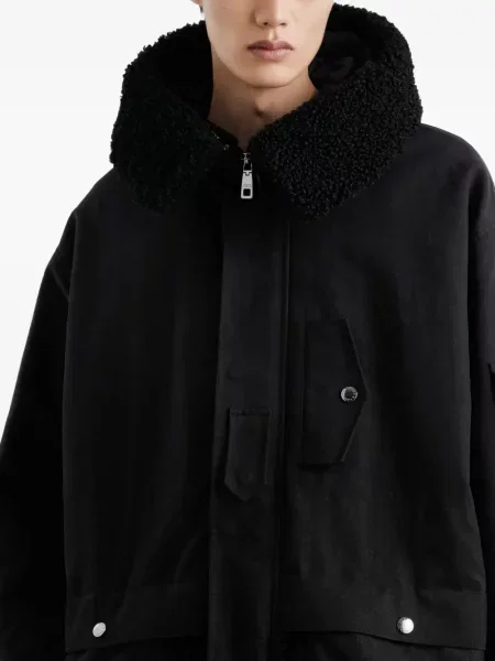 Geacă parka Dolce & Gabbana din fleece cu glugă negru