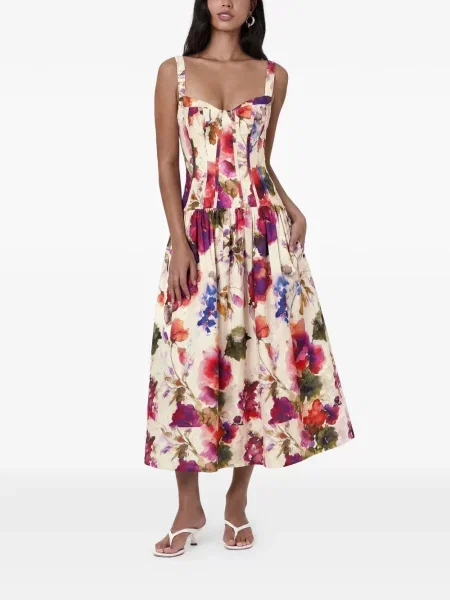 Rochie midi Nicholas cu model floral cu imagine