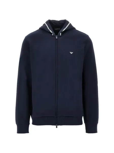 Hanorac cu glugă Ea7 Emporio Armani cu broderie albastru
