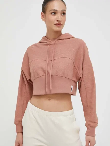 Суичър с качулка Adidas с качулка кафяво