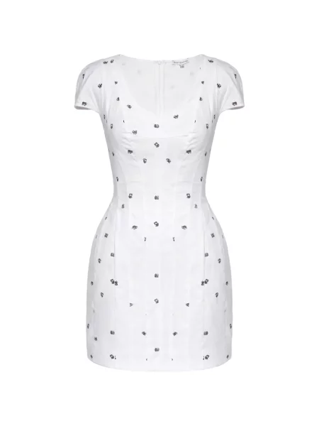 Rochie mini Post Meridiem cu broderie alb