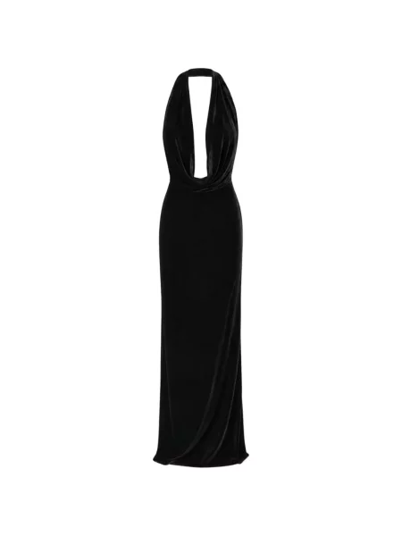 Rochie maxi Amazuìn cu gât halter negru