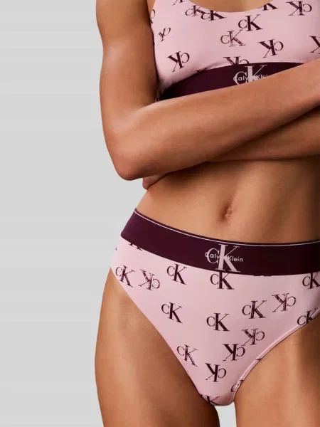 Stringi z wzór na całej powierzchni model THONG' Calvin Klein Underwear różowe