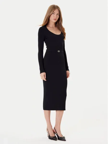 Twinset sukienka midi dopasowana czarny