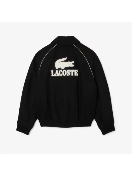 Lacoste Wełniana Kurtka Varsity Z Naszywkami czarny