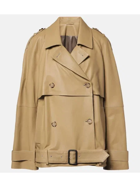 Kurtka skórzana Toteme beżowa