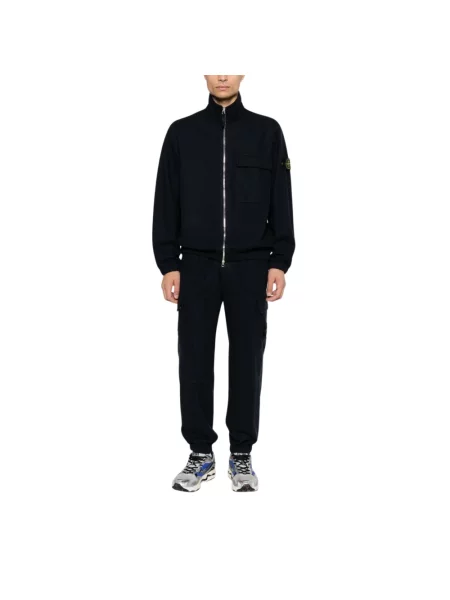 Kurtka przejściowa Stone Island wełniana z kamieniami niebieska