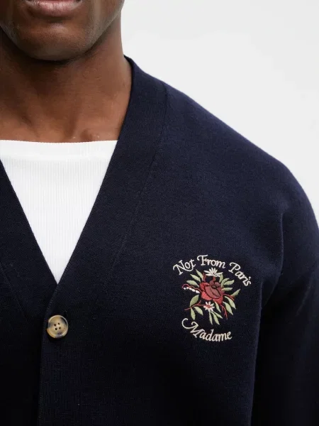 Вовняний кардиган Drôle de Monsieur Le Cardigan Slogan Rose рожевий