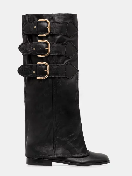 Naked Wolfe ghete de piele Anchor cu plat izolare usoara Anchor Black Leather negru