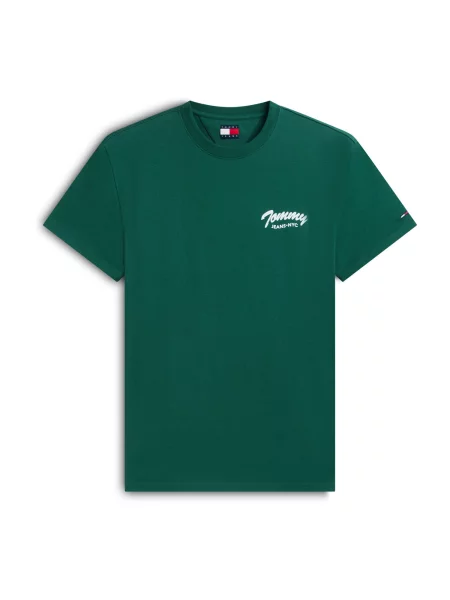 Tommy Jeans Tričko žlutá / tmavě zelená bílá
