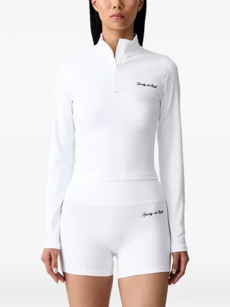 Hanorac cu fermoar Sporty & Rich cu imagine alb