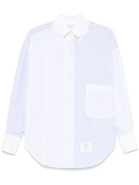 Cămașă Thom Browne cu dungi din poplin albastru
