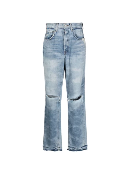 Jeansy straight leg Cotton Citizen z dziurami czarne