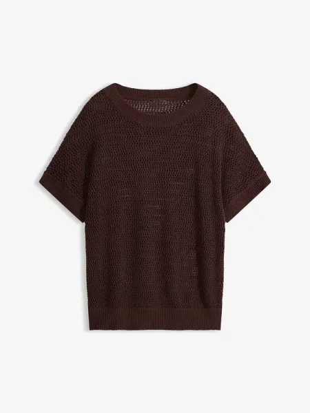 Sweter oversize z mieszanki bawełny brązowy