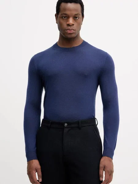 Вълнен пуловер Sisley мъжки от лека материя зелено