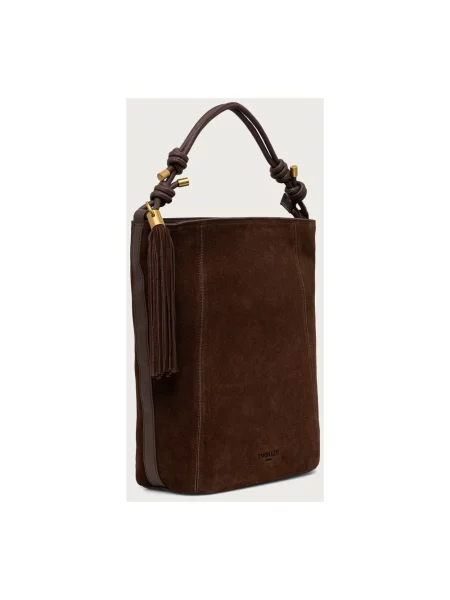 Twinset torebka shopper skórzana brązowa