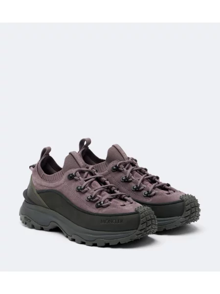 Sneakerși Moncler Trailgrip din piele de căprioară violet