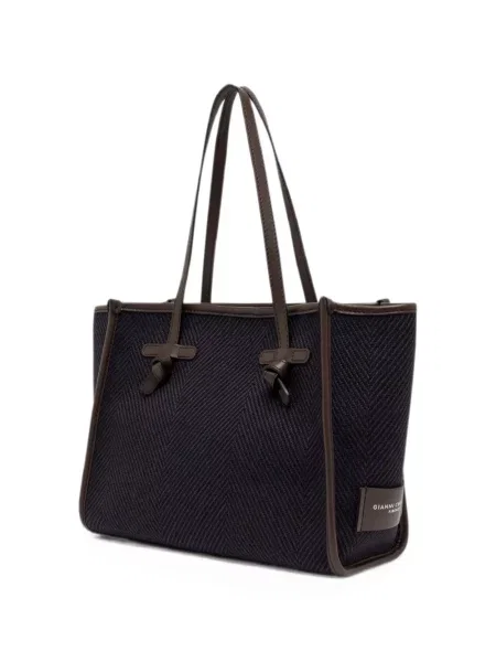 Geantă shopper Gianni Chiarini cu model herringbone albastru