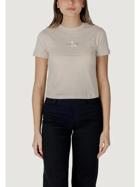 Tričko Calvin Klein Jeans béžová
