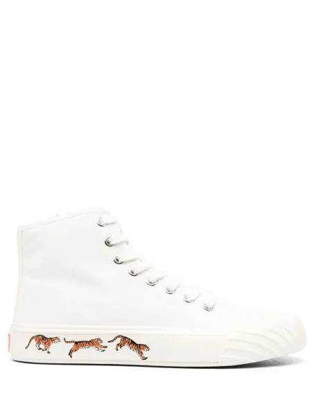 Sneakerși Kenzo cu șireturi cu imagine din dantelă alb