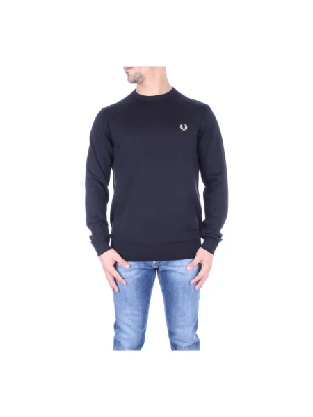 Lekka bluza Fred Perry klasyczna z dekoltem w kształcie litery U czarna